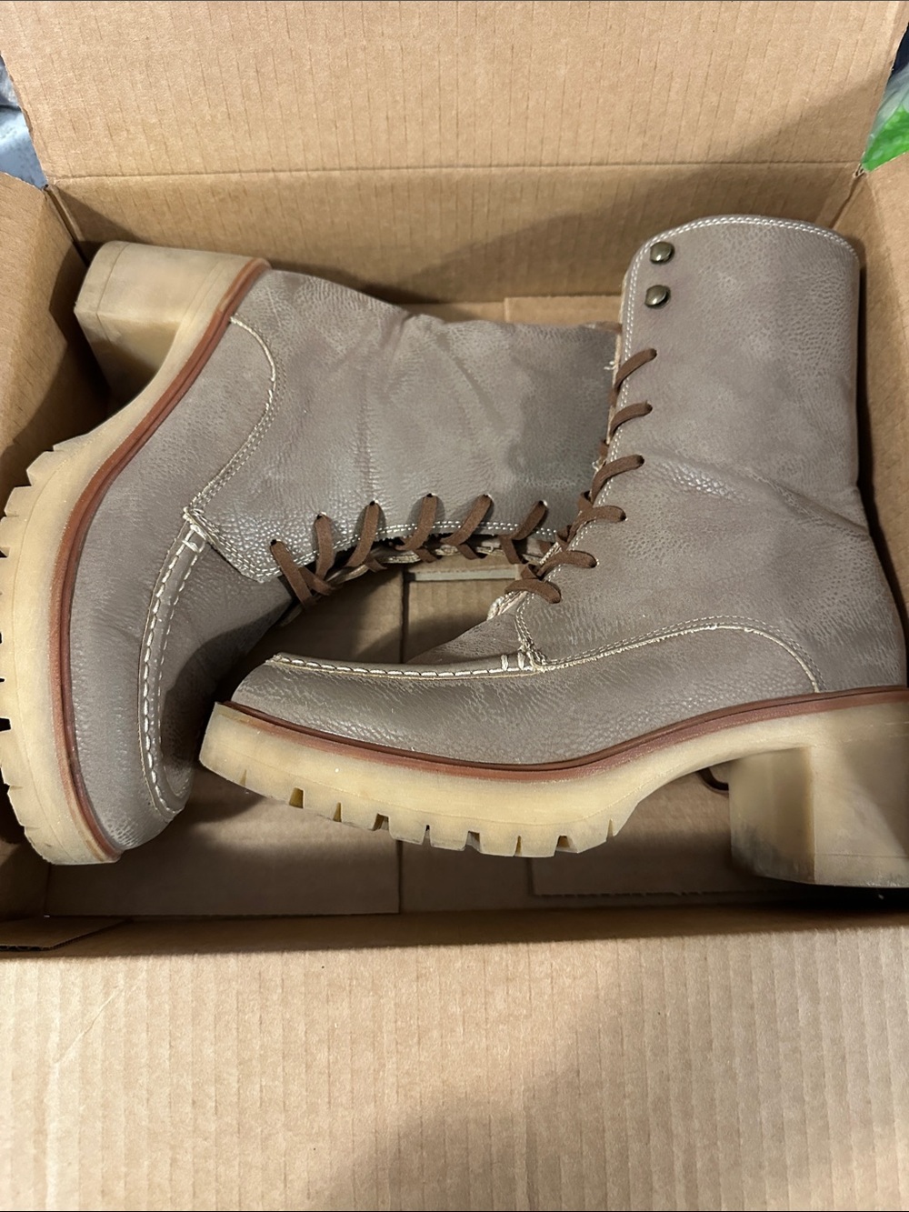 Women’s Taupe Lace-Up Heeled Boots — Stylish Everyday Comfort